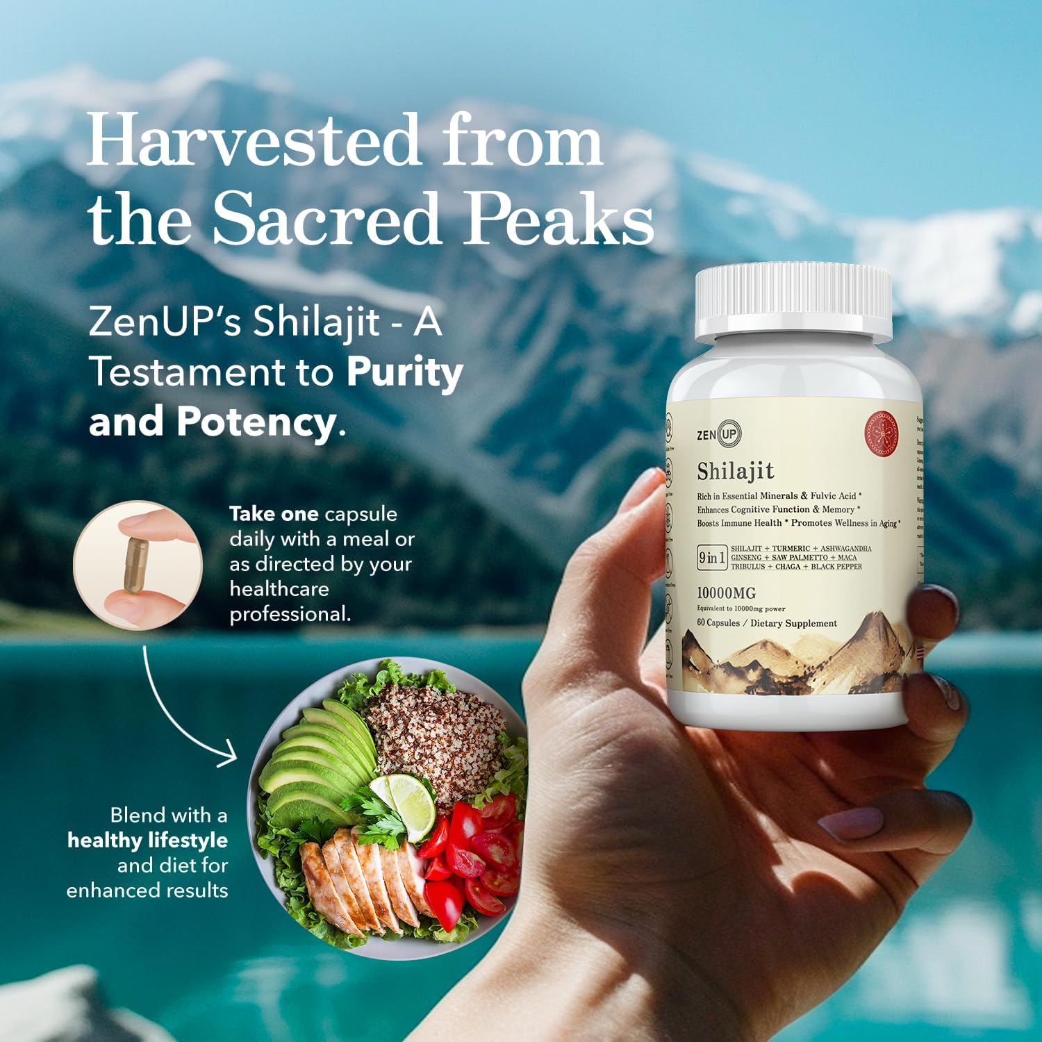 Shilajit Capsules 10000mg - 60 Capsules | Pure Shilajit Extract 9 in 1 Formula with Essential Minerals, Fulvic Acid | Enhances Cognitive Function, Memory and Boosts Immune Health - Image 6